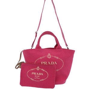 Prada Canapa Logo Convertible Shopping 2way Tote canvas Pink